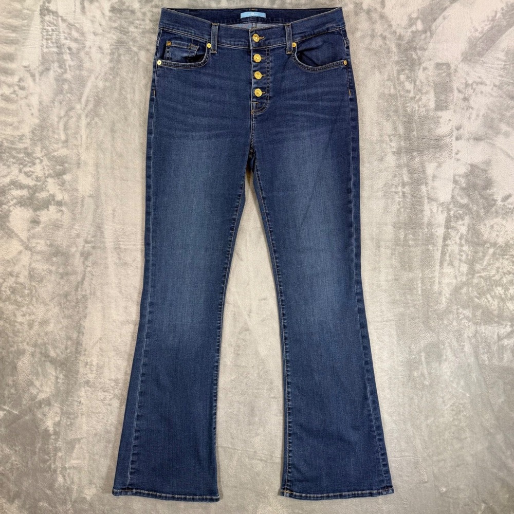7 For All Mankind Bootcut Jeans Women's Size 30 Dark Blue Button Fly